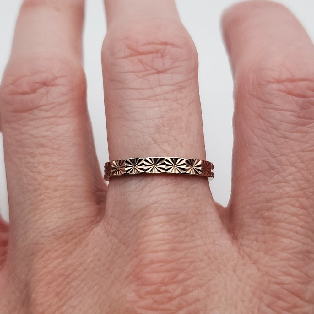 Size 9 Rose Gold Over 925 Sterling Silver Cute Pattern Ring